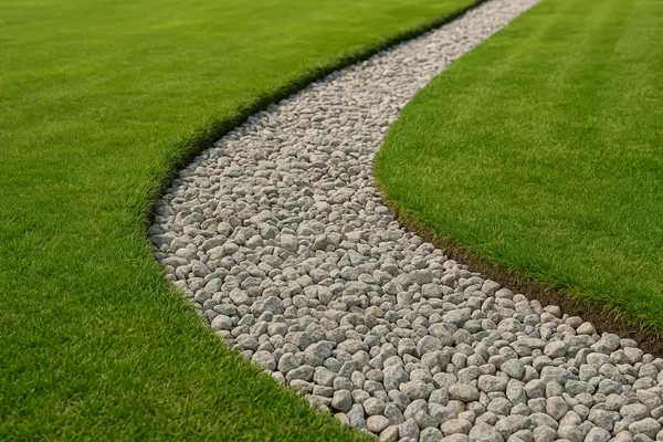 a gravel-filled ditch from EZ French Drain Installation in Fort Worth, TX - Commercial French Drain Services