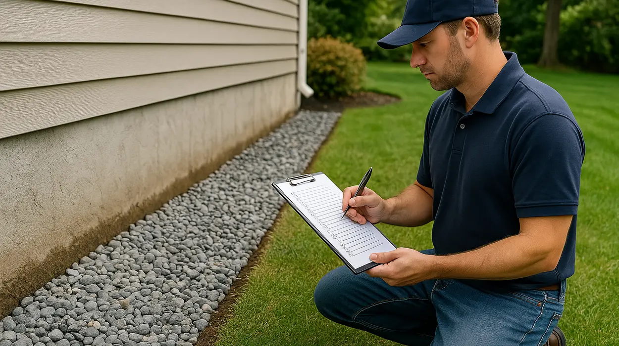 a french drain contractor writting on a clipboard  from EZ French Drain Installation in Irving, TX - Irving TX