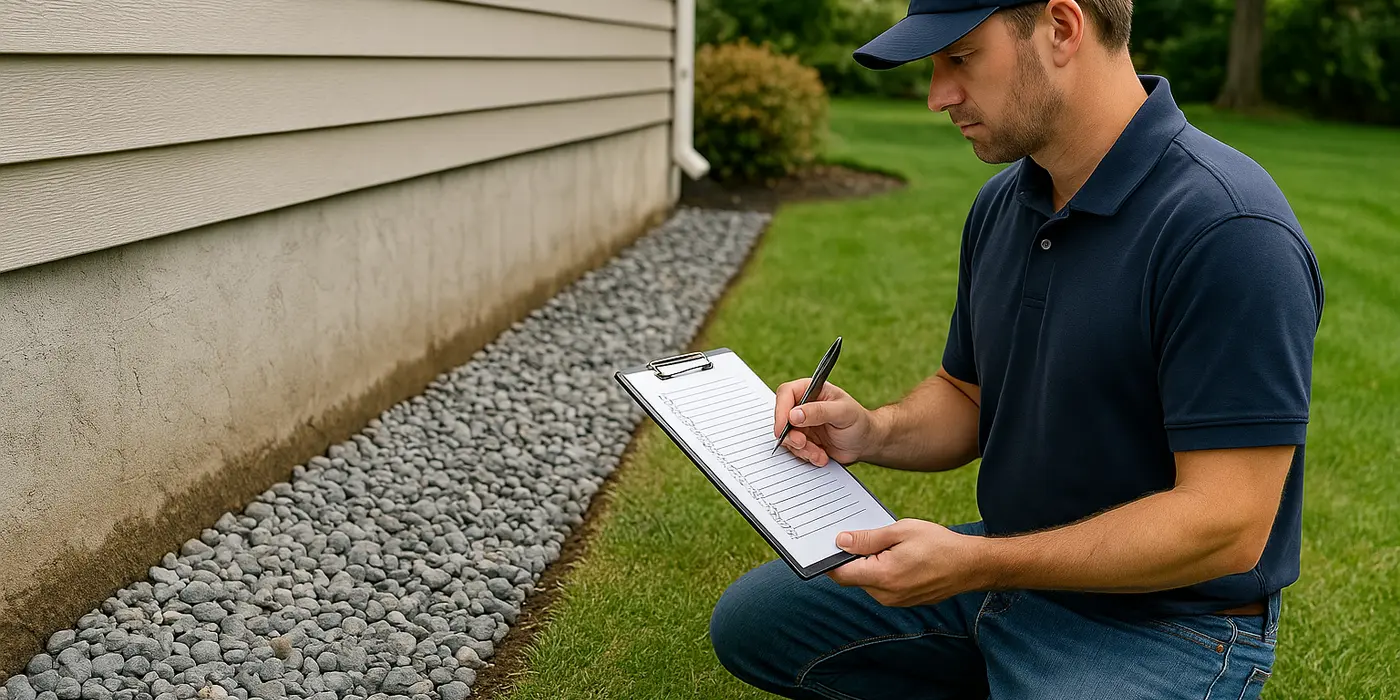 a french drain contractor writting on a clipboard  from EZ French Drain Installation in Fort Worth, TX - Residential French Drain