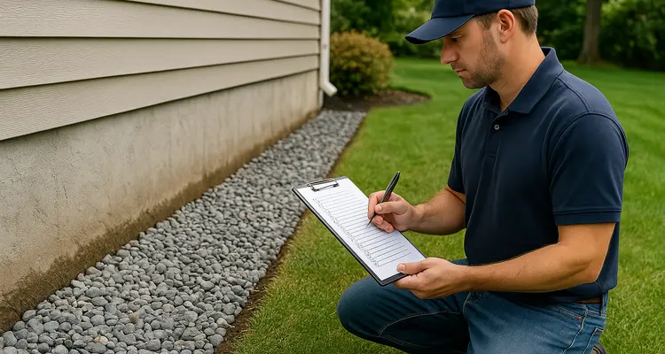 a french drain contractor writting on a clipboard  from EZ French Drain Installation in Fort Worth, TX - Residential French Drain