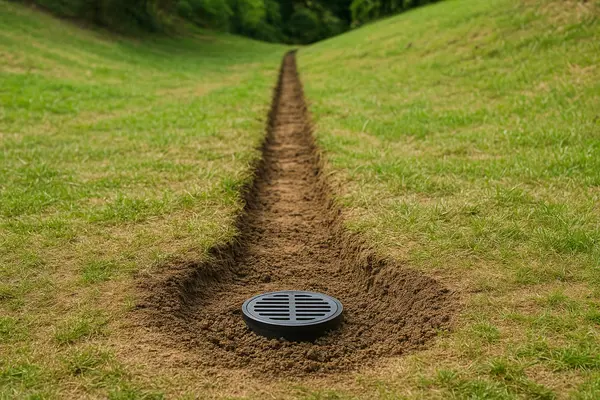 a very shallow ditch from EZ French Drain Installation in Fort Worth, TX - Residential French Drain